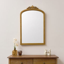 Melody Maison Large Arched Ornate Edge Gold Mirror 80Cm X 50Cm - thumbnail 1