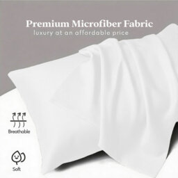 Aspire Homeware Bed Pillowcase Pair -Soft Breathable Envelop Bedding White Pillow Covers, Plain Dyed Pillowcase Set, 50 X 75 Cm - thumbnail 2