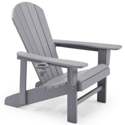 Vonhaus Grey Adirondack Chair, Reclining Slatted Garden Chair, Durable Weather Resistant Hdpe Outdoor Armchair For Patio, Westport - image 1