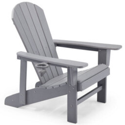 Vonhaus Grey Adirondack Chair, Reclining Slatted Garden Chair, Durable Weather Resistant Hdpe Outdoor Armchair For Patio, Westport - thumbnail 1