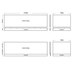 FNX Bathrooms Waterproof 500mm Vanity Unit With Single Ended Bath, Gloss White Front Panel & Brushed Brass Profile Bath Screen - thumbnail 5