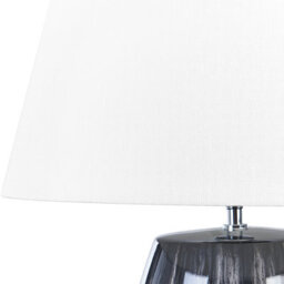 Beliani Table Lamp Grey Ceramic 63Cm With White Cone Linen Shade - thumbnail 4