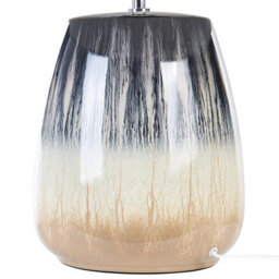 Beliani Table Lamp Grey Ceramic 63Cm With White Cone Linen Shade - thumbnail 5