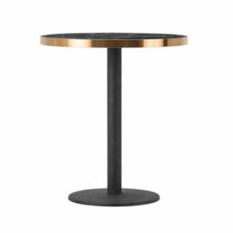 70Cm Round Black Marble Effect Bistro Table With Brushed Gold Edge & Round Pedestal Base Dining Table For Home, Cafe, Resturant - thumbnail 5