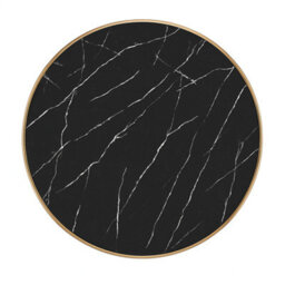 70Cm Round Black Marble Effect Bistro Table With Brushed Gold Edge & Round Pedestal Base Dining Table For Home, Cafe, Resturant - thumbnail 3