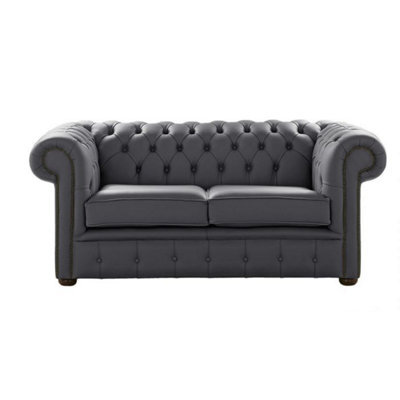 Chesterfield 2 Seater Shelly Burnt Oak Leather Sofa Settee Bespoke In Classic Style - image 1