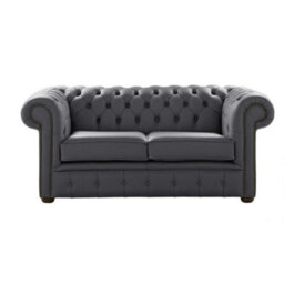 Chesterfield 2 Seater Shelly Burnt Oak Leather Sofa Settee Bespoke In Classic Style - thumbnail 1