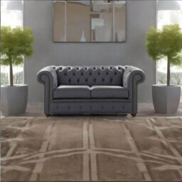 Chesterfield 2 Seater Shelly Burnt Oak Leather Sofa Settee Bespoke In Classic Style - thumbnail 2