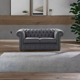 Chesterfield 2 Seater Shelly Burnt Oak Leather Sofa Settee Bespoke In Classic Style - thumbnail 3