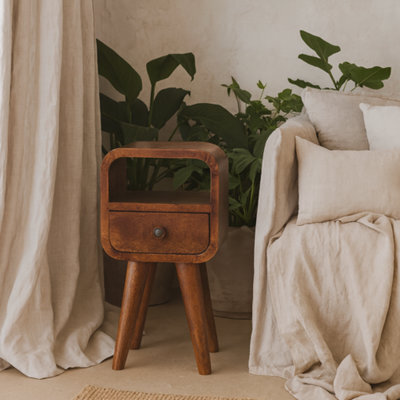 Wyld Haus Cagliari Small Chestnut Mango Wood Bedside Table With Drawer And Shelf - image 1