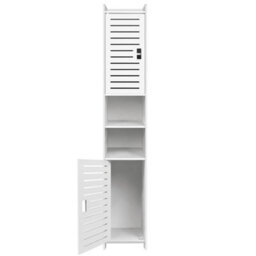 Tall Bathroom Cabinet Storage Unit Modern Slim Cupboard Open Shelves - thumbnail 1