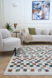 The Rugs Moodi Shaggy Multicolour Pulseway Rug Runner Tartan Thick High Pile For Living Rooms, Bedrooms, Hallways, Kitchens - thumbnail 2