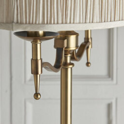 Luminosa Lighting Luminosa Stanford 2 Light Floor Lamp Antique Brass With Beige Shade, E14 - thumbnail 4