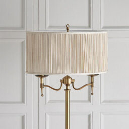 Luminosa Lighting Luminosa Stanford 2 Light Floor Lamp Antique Brass With Beige Shade, E14 - thumbnail 3