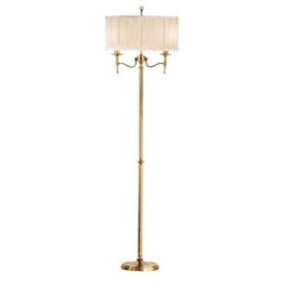Luminosa Lighting Luminosa Stanford 2 Light Floor Lamp Antique Brass With Beige Shade, E14 - thumbnail 1