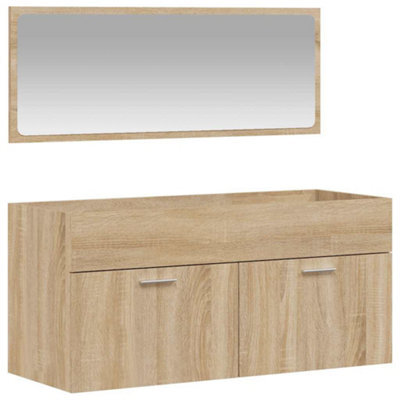 Berkfield Durable Bathroom Cabinet With Mirror Sonoma Oak Engineered Wood