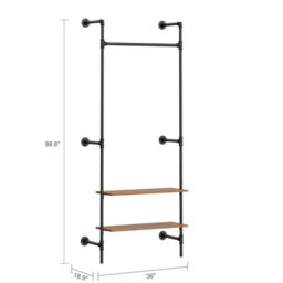Sobuy Coat Rack With 2 Shelves 36X18.9X86.6 Inch Load Capacity 45 Kg Kls20-Sch - Black - thumbnail 2