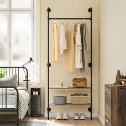 Sobuy Coat Rack With 2 Shelves 36X18.9X86.6 Inch Load Capacity 45 Kg Kls20-Sch - Black - thumbnail 6
