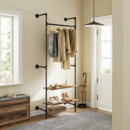 Sobuy Coat Rack With 2 Shelves 36X18.9X86.6 Inch Load Capacity 45 Kg Kls20-Sch - Black - thumbnail 7