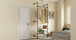 Sobuy Coat Rack With 2 Shelves 36X18.9X86.6 Inch Load Capacity 45 Kg Kls20-Sch - Black - thumbnail 9