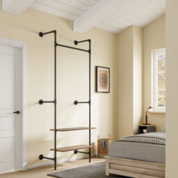 Sobuy Coat Rack With 2 Shelves 36X18.9X86.6 Inch Load Capacity 45 Kg Kls20-Sch - Black - thumbnail 4