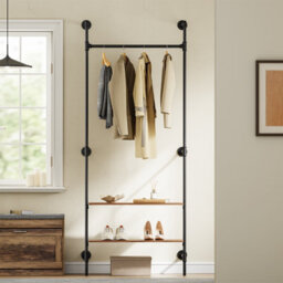 Sobuy Coat Rack With 2 Shelves 36X18.9X86.6 Inch Load Capacity 45 Kg Kls20-Sch - Black - thumbnail 8