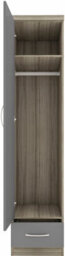 Seconique Nevada 1 Door 1 Drawer Wardrobe Grey Gloss And Oak Effect - thumbnail 4