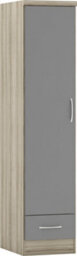 Seconique Nevada 1 Door 1 Drawer Wardrobe Grey Gloss And Oak Effect - thumbnail 2