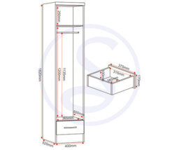 Seconique Nevada 1 Door 1 Drawer Wardrobe Grey Gloss And Oak Effect - thumbnail 8
