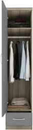 Seconique Nevada 1 Door 1 Drawer Wardrobe Grey Gloss And Oak Effect - thumbnail 5