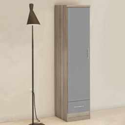 Seconique Nevada 1 Door 1 Drawer Wardrobe Grey Gloss And Oak Effect - thumbnail 9