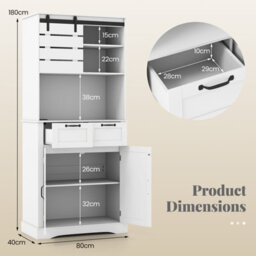 Gainoom Kitchen White Pantry Cabinet Tall Coffee Bar Cabinet With Power Outlet - thumbnail 2