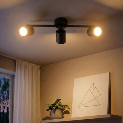 Beliani 3-Light Black Metal Ceiling Spotlight With Adjustable Shades - image 1