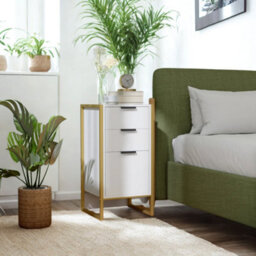 FURNOLD Industrial 3 Drawer Chest Of Drawers Storage Unit White - thumbnail 3