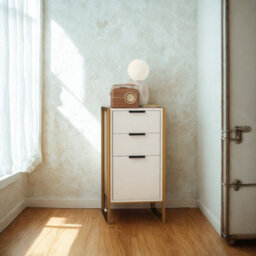 FURNOLD Industrial 3 Drawer Chest Of Drawers Storage Unit White - thumbnail 1