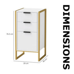 FURNOLD Industrial 3 Drawer Chest Of Drawers Storage Unit White - thumbnail 9