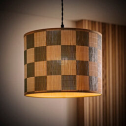 Valuelights Lori Green Checkerboard Bamboo Drum Ceiling Lamp Shade (D)30Cm - thumbnail 2