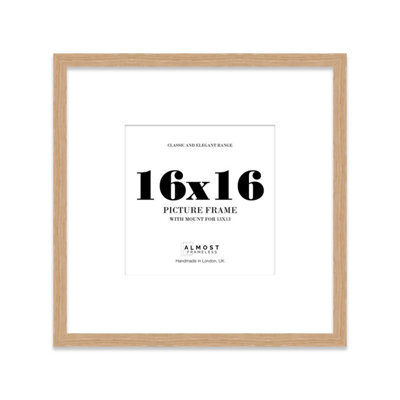 "16X16"" Oak Picture Frame - 16X16"" Square Frame With 13X13"" Mount For 16X16""/13X13"" Pictures Luxurious Style Thin Edge, 1 Pack" - image 1