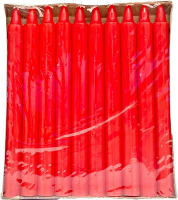 Red Dinner Candles Pack Of 10 Bright Assorted Colour