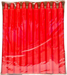 Red Dinner Candles Pack Of 10 Bright Assorted Colour