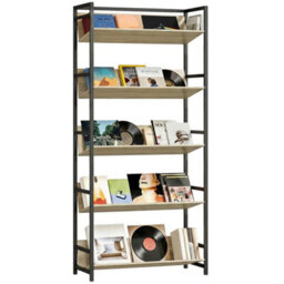 Bookcase Anti-Slip Design 5-Tier Storage Shelves And Metal Frame Oak - thumbnail 1