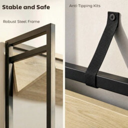 Bookcase Anti-Slip Design 5-Tier Storage Shelves And Metal Frame Oak - thumbnail 4