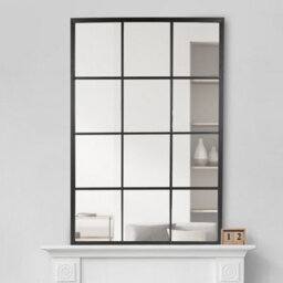 Dibor Classic Rectangular Iron Decorative Wall Mirror Indoor Framed Window Mirror H120 X W80Cm - thumbnail 1