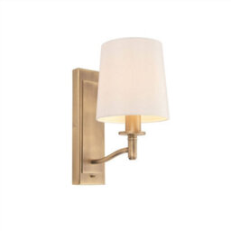 Luminosa Lighting Luminosa Ortona 1 Light Wall Matt Antique Brass, Vintage White Faux Silk, E14