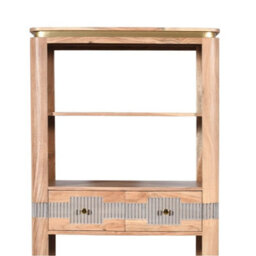 Wyld Haus Idaho Natural Acacia Wood And Brass Display Cabinet With 2 Drawers - thumbnail 3