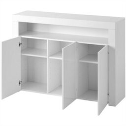 Abrihome Sideboard Display Cabinet With Led Lights, Modern Cupboard Storage Unit With Remote Control, For Living Room Dining Room, White - thumbnail 7