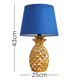 Valuelights Pair Of Contemporary Pineapple Design Gold Effect Table Lamps With Navy Shades - thumbnail 6