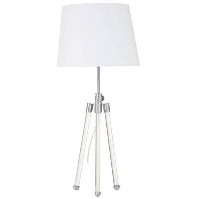 Orsina Contemporary Nickel Finish Table Lamp, Tripod Design With Crystal Wrapped Legs, Minimalist Table Lamp - image 1