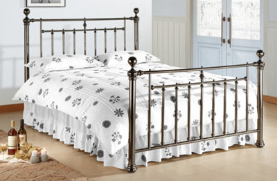 Save On Goods UK 4Ft6 Double Antique Victorian Style,polished Black Nickel Finish Traditional Metal Bed Frame Bedstead - image 1
