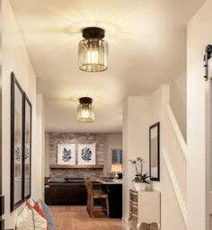 Ceiling Lights Semi Flush Pendant Light Glass Lampshade Black - thumbnail 4